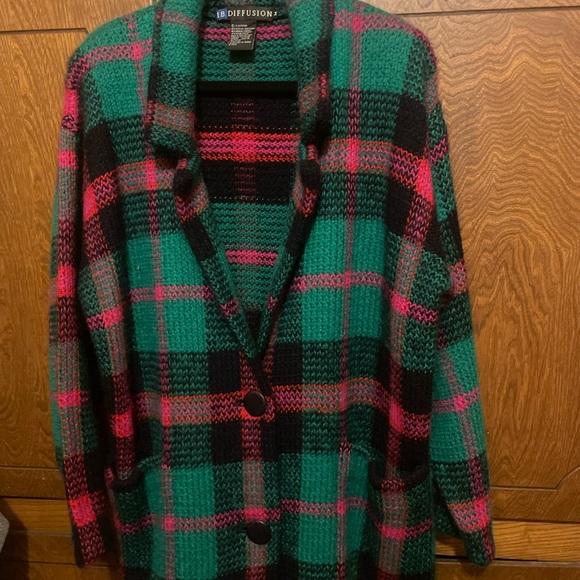 Diffusion Plaid Cardigan - Picture 1 of 6